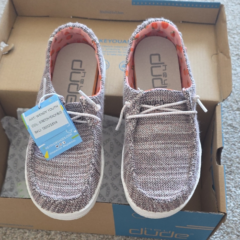 Hey Dude Kids Slip-On Sneakers in Heathered Pink and Cream